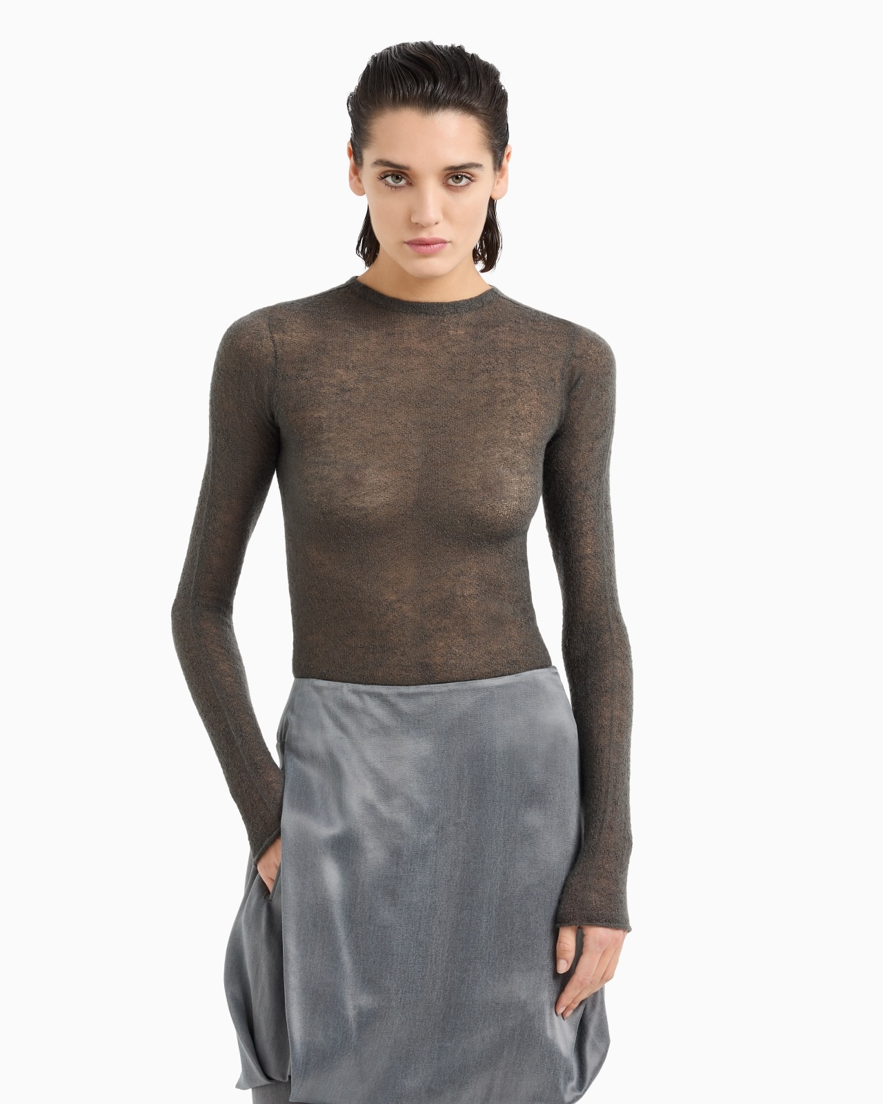 CASHMERE AND MOHAIR WOOL CREW-NECK JUMPER - 4