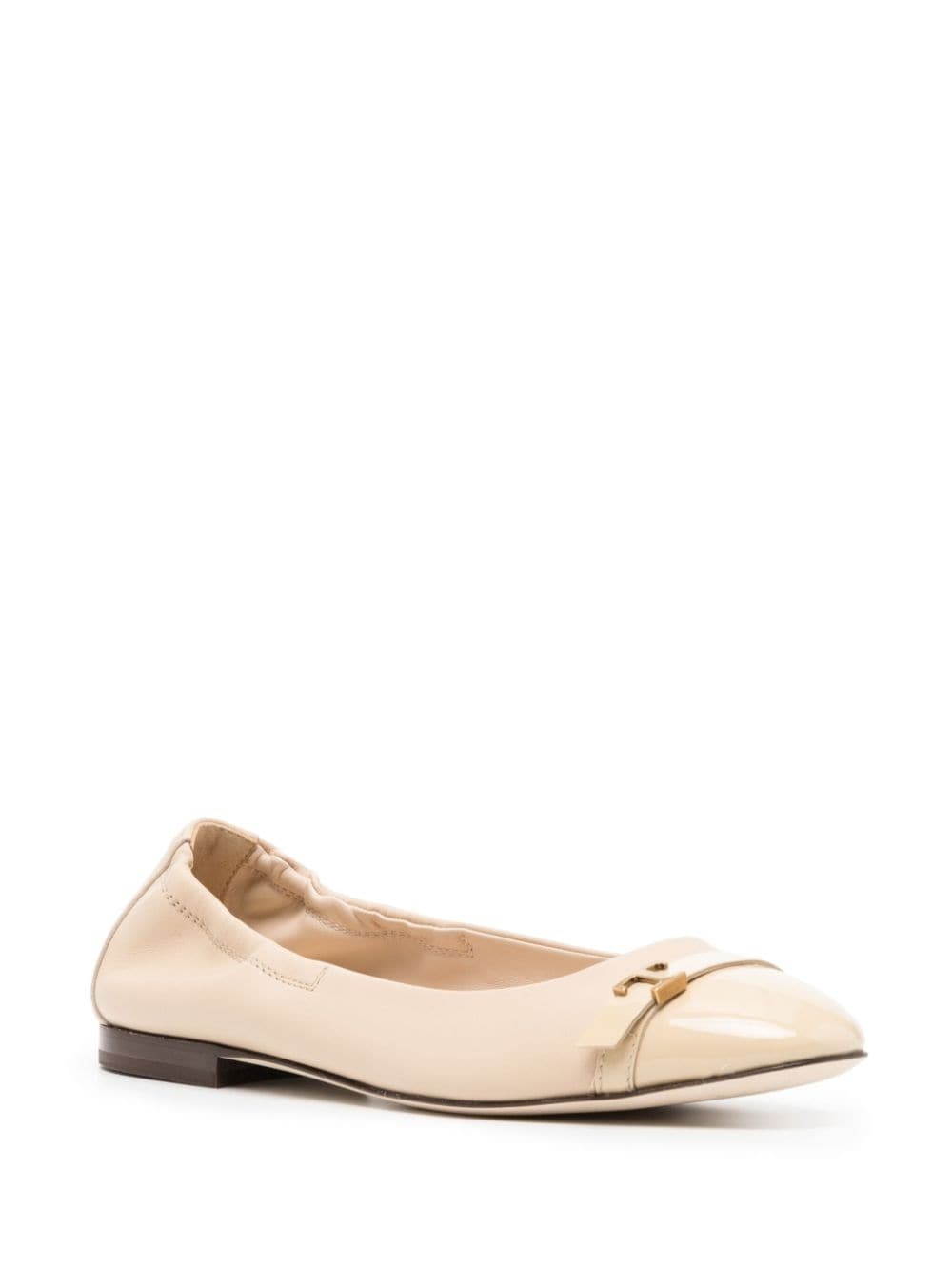 logo-plaque leather ballerina shoes - 2