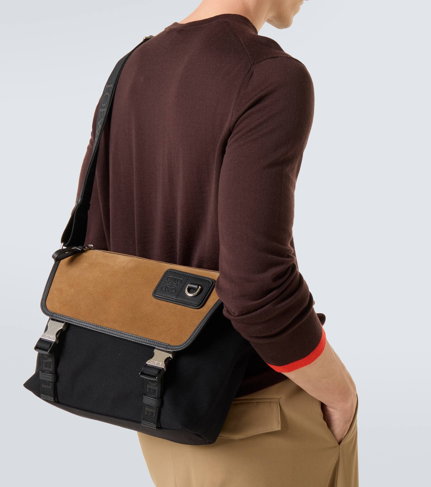 Flex Medium canvas and suede messenger bag - 3