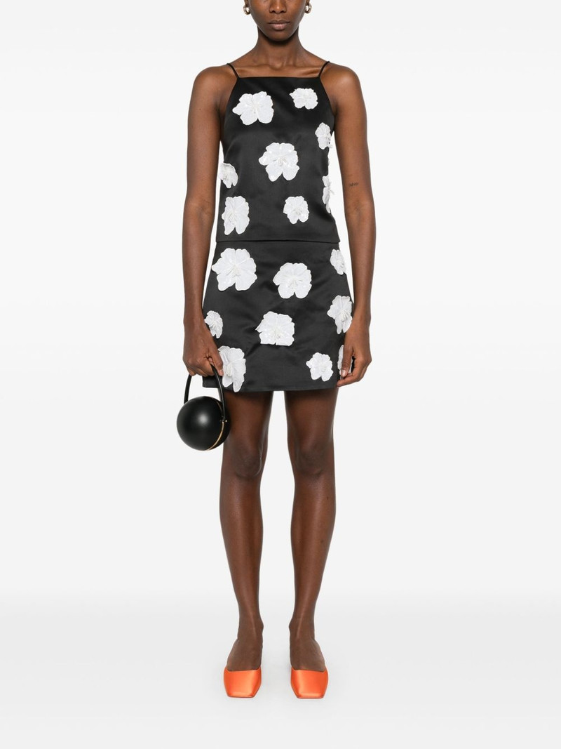 ROTATE floral-appliqué satin mini skirt outlook