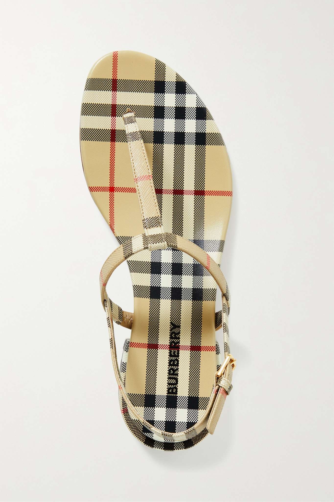 Checked leather slingback sandals - 5