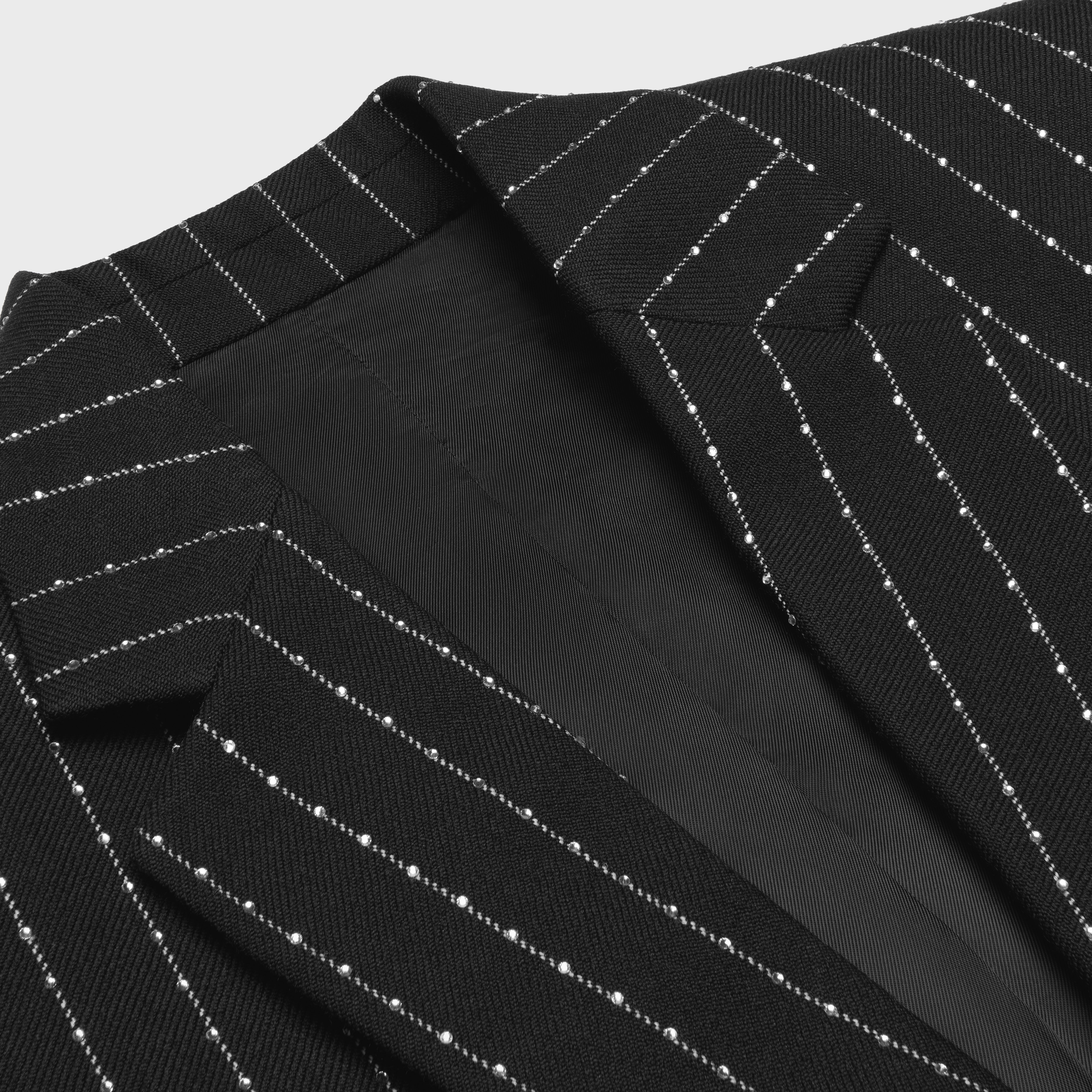 embroidered classic jacket in striped wool - 3