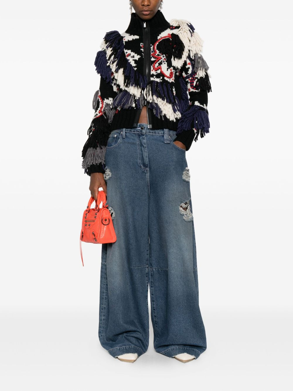 fringe-trimmed patterned jacket - 2