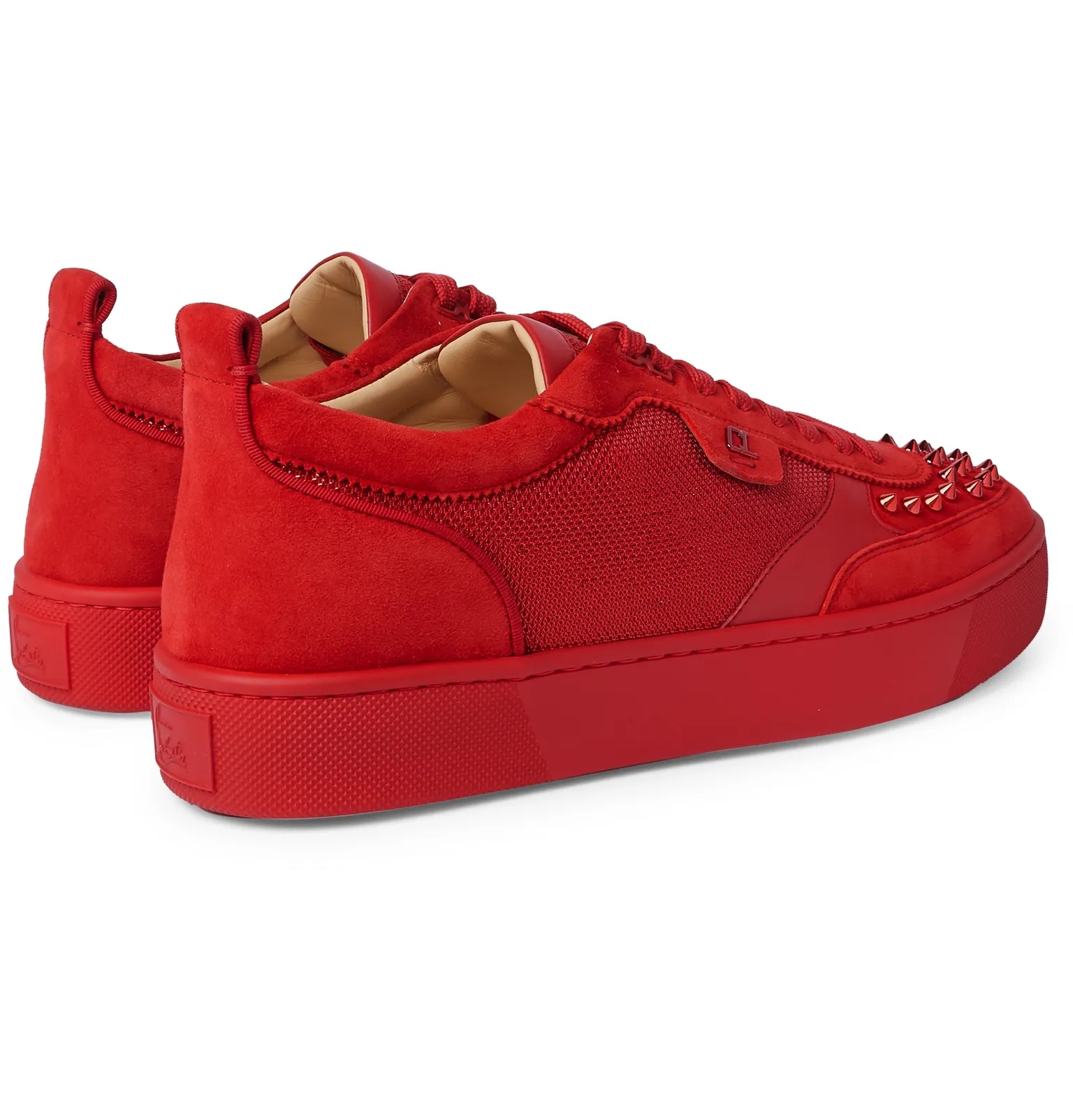 Happyrui Spiked Suede-Trimmed Glittered-Mesh Sneakers - 5