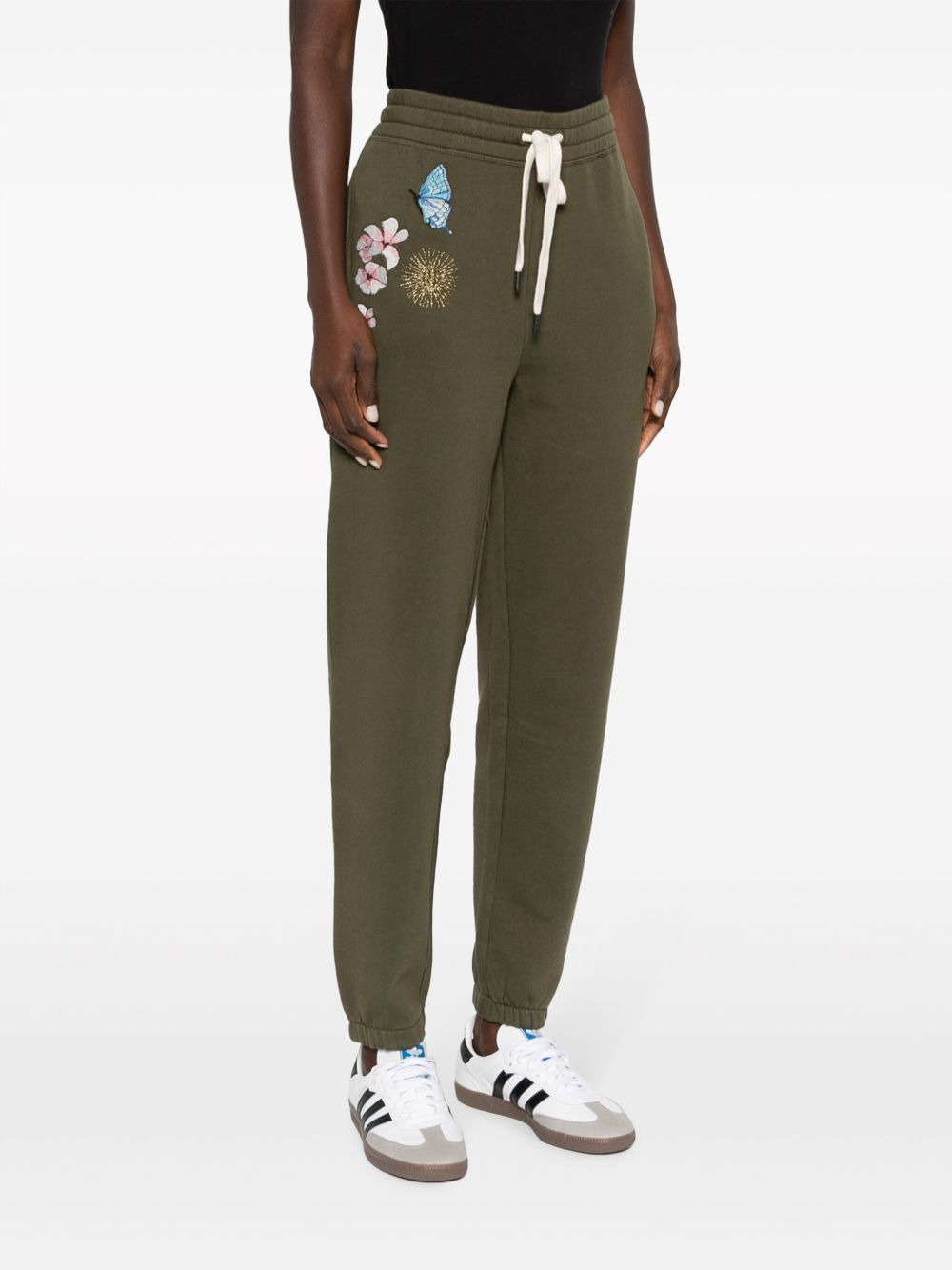 floral-embroidered jersey track pants - 3