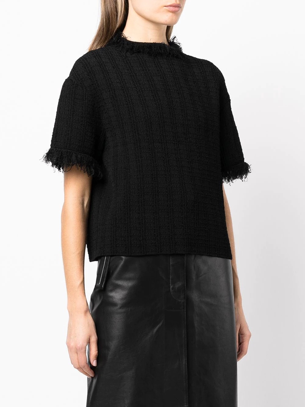 frayed-edge short-sleeve jumper - 3