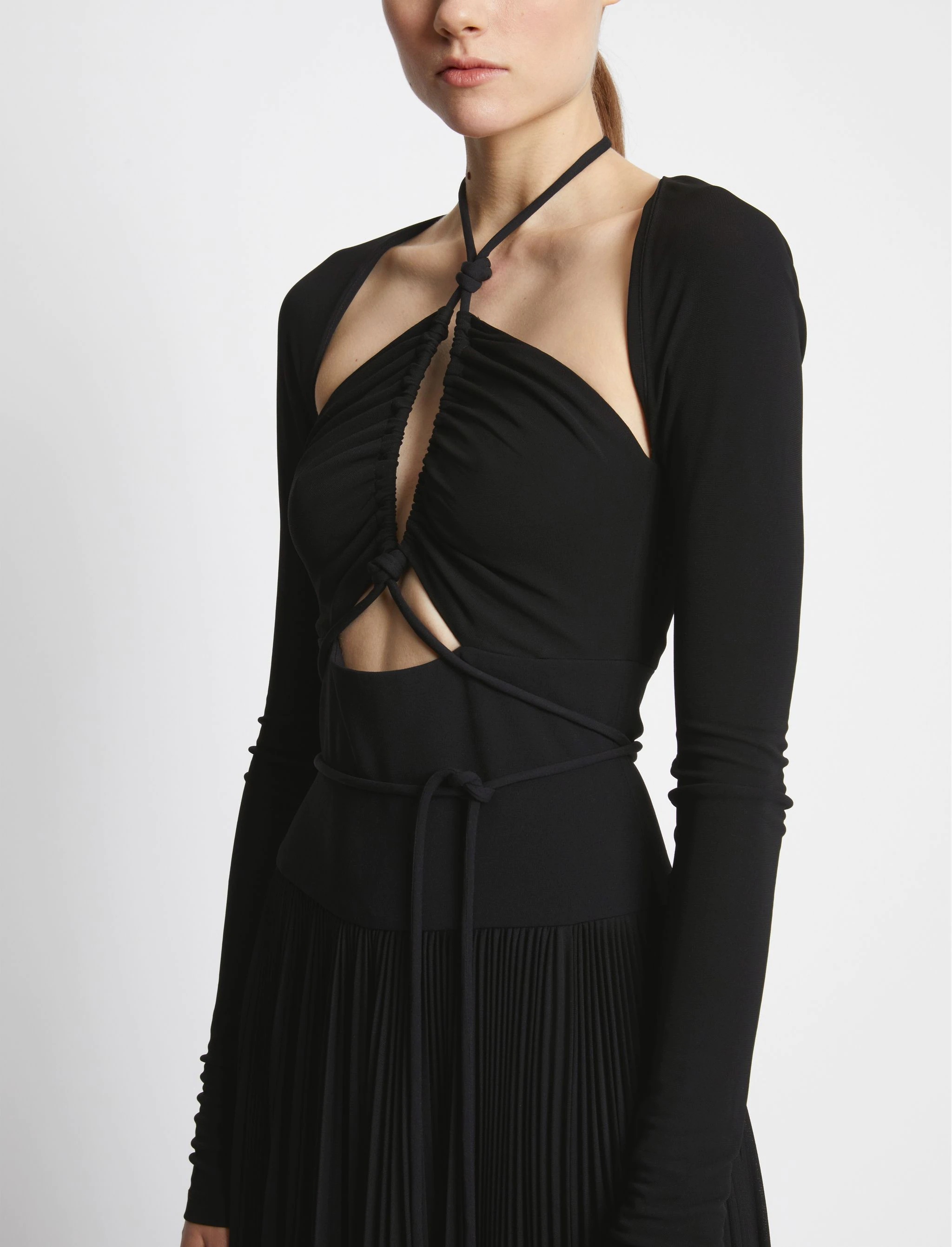 Pleated Matte Jersey Halter Dress - 5