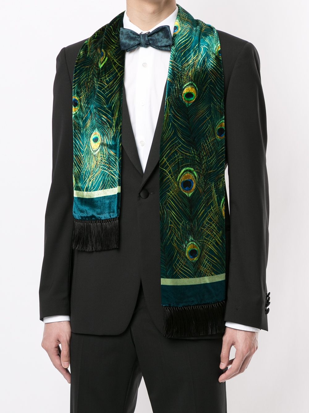 peacock print silk scarf - 2