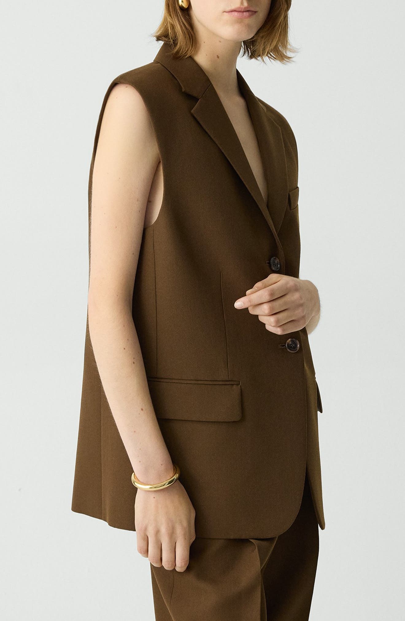 Theory Boxy Wool Blend Vest in Clove at Nordstrom - 3
