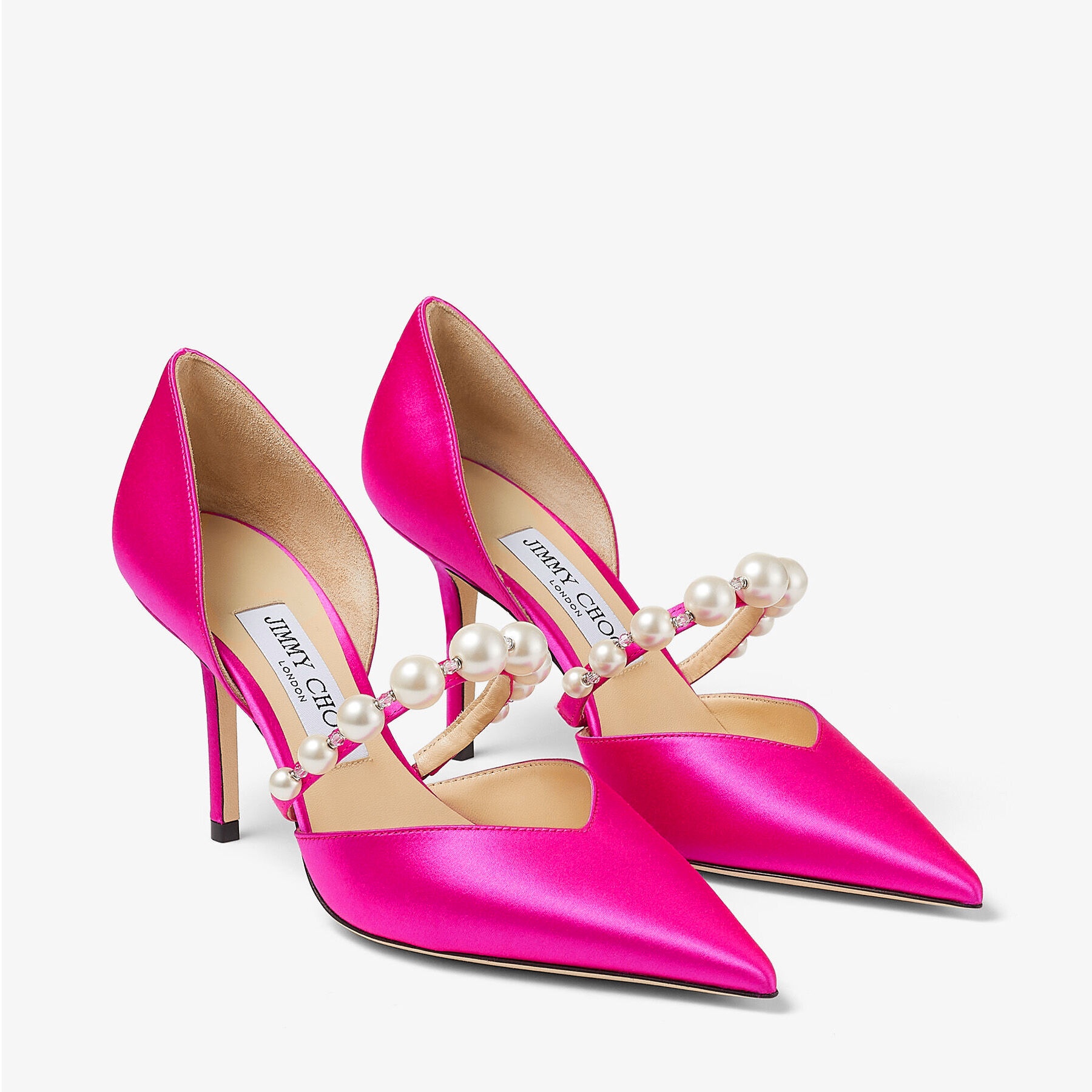 Aurelie 85
Fuchsia Satin Pumps with Pearl Embellishment - 3