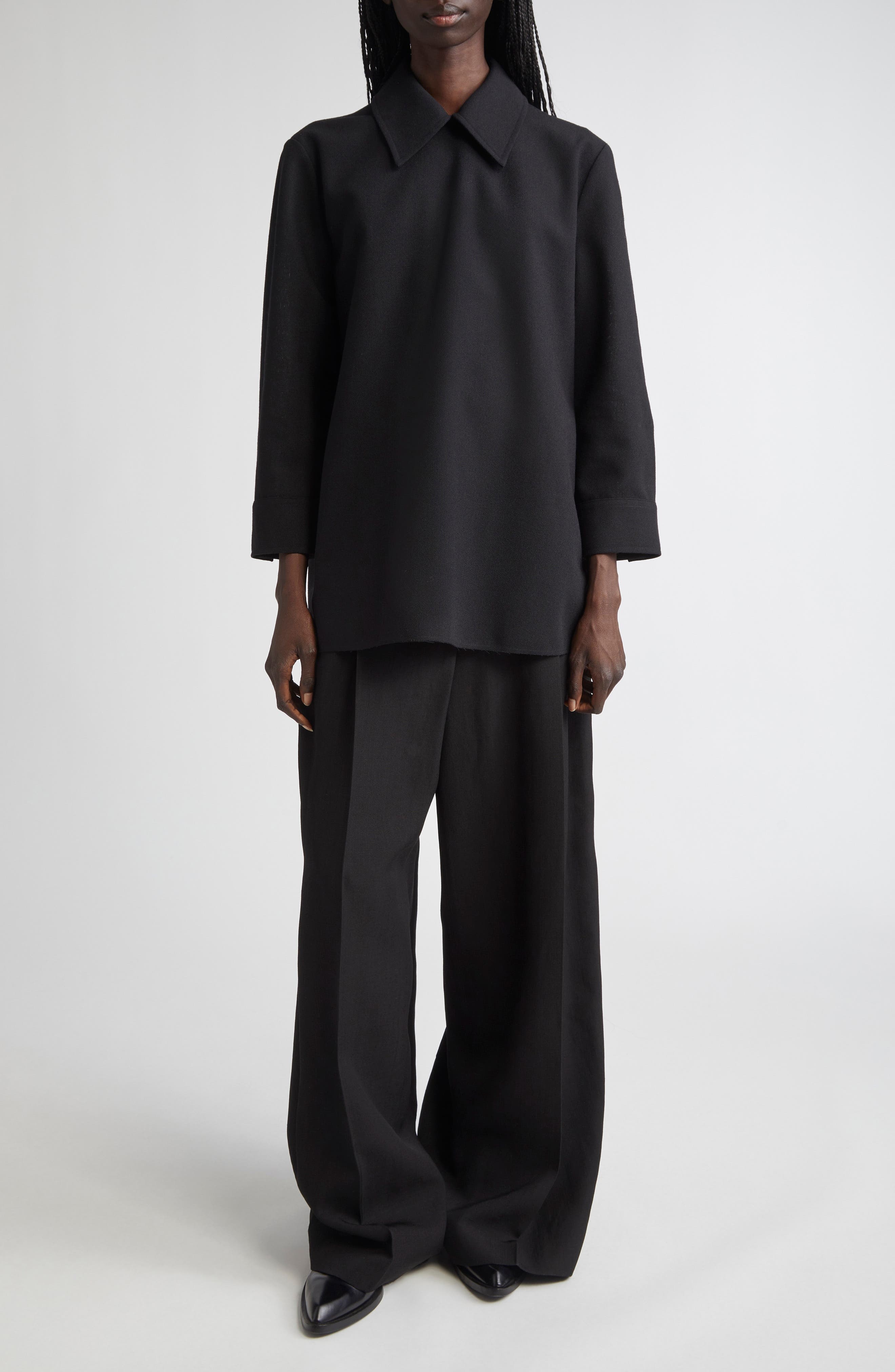 Jil Sander Wool Long Sleeve Top in Black at Nordstrom - 2