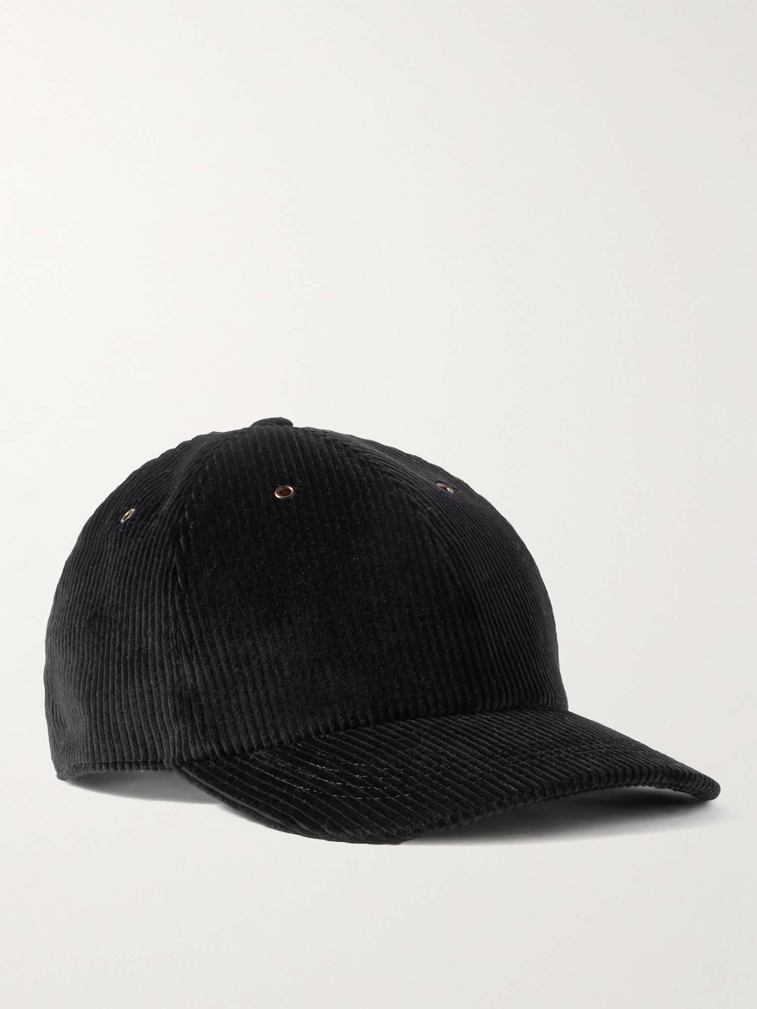 Leather-Trimmed Cashmere and Silk-Blend Corduroy Baseball Cap - 1
