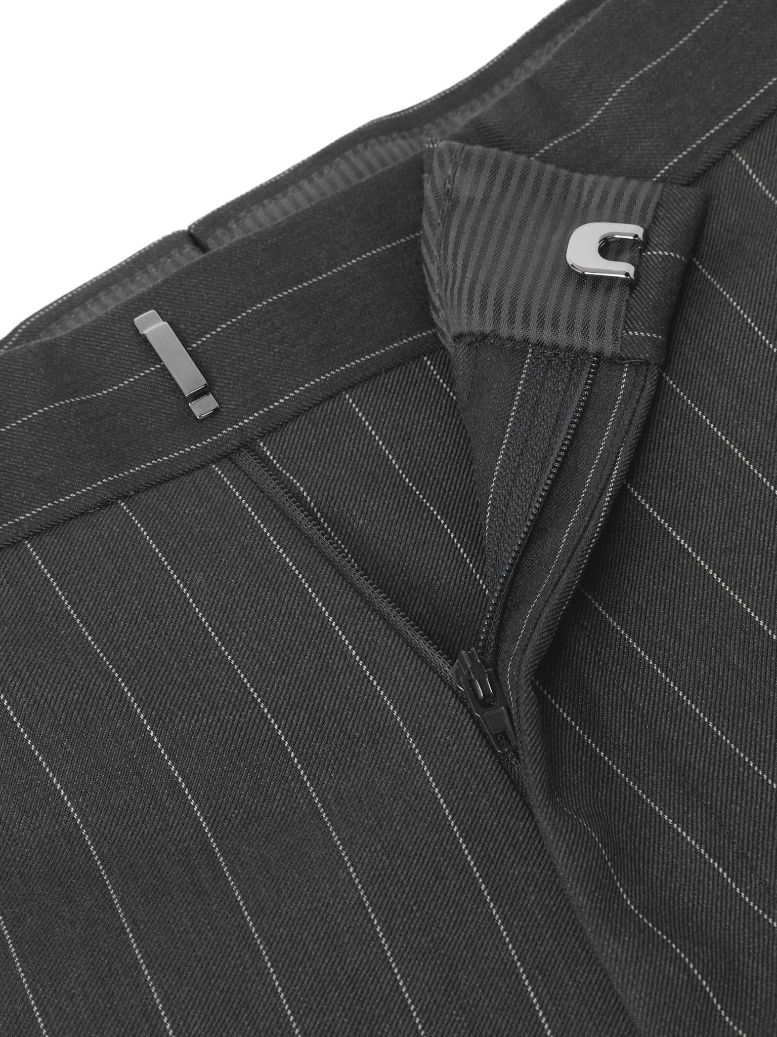 Tapered Pinstriped Wool and Mohair-Blend Twill Suit Trousers Gray - 6