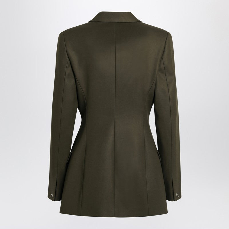 Alaia Double-Breasted Olive Green Wool Jacket Women - 2