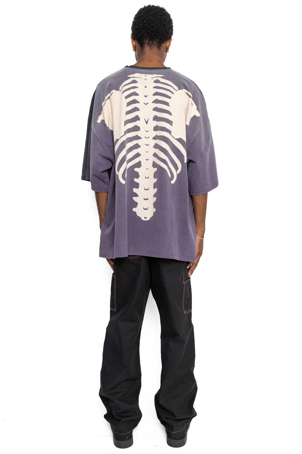 Kapital Jersey 2TONES BIG Pocket T (BONE) - Black x Purple