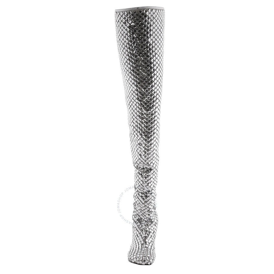 Burberry Anita Over-The-Knee 110 mm Heel Boot in Silver/Crystal, Brand Size 36 ( US Size 6 ) - 3