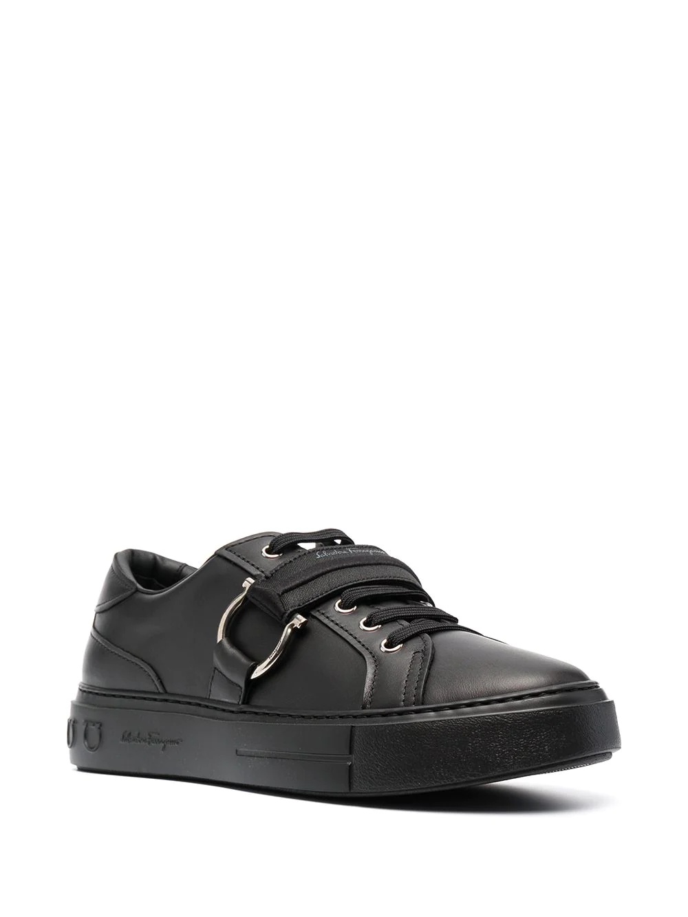 Gancini buckled leather sneakers - 2