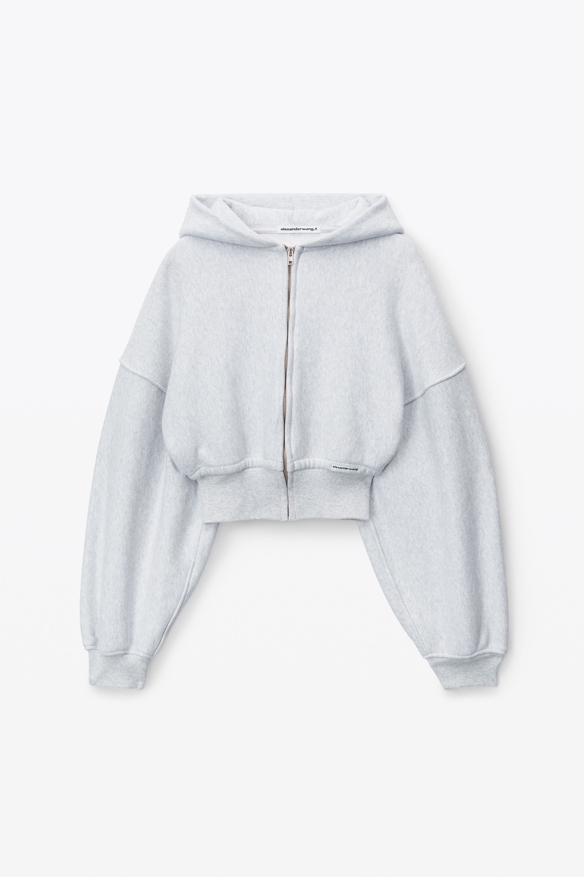 alexanderwang PUFF LOGO HOODIE IN STRUCTURED TERRY LIGHT HEATHER