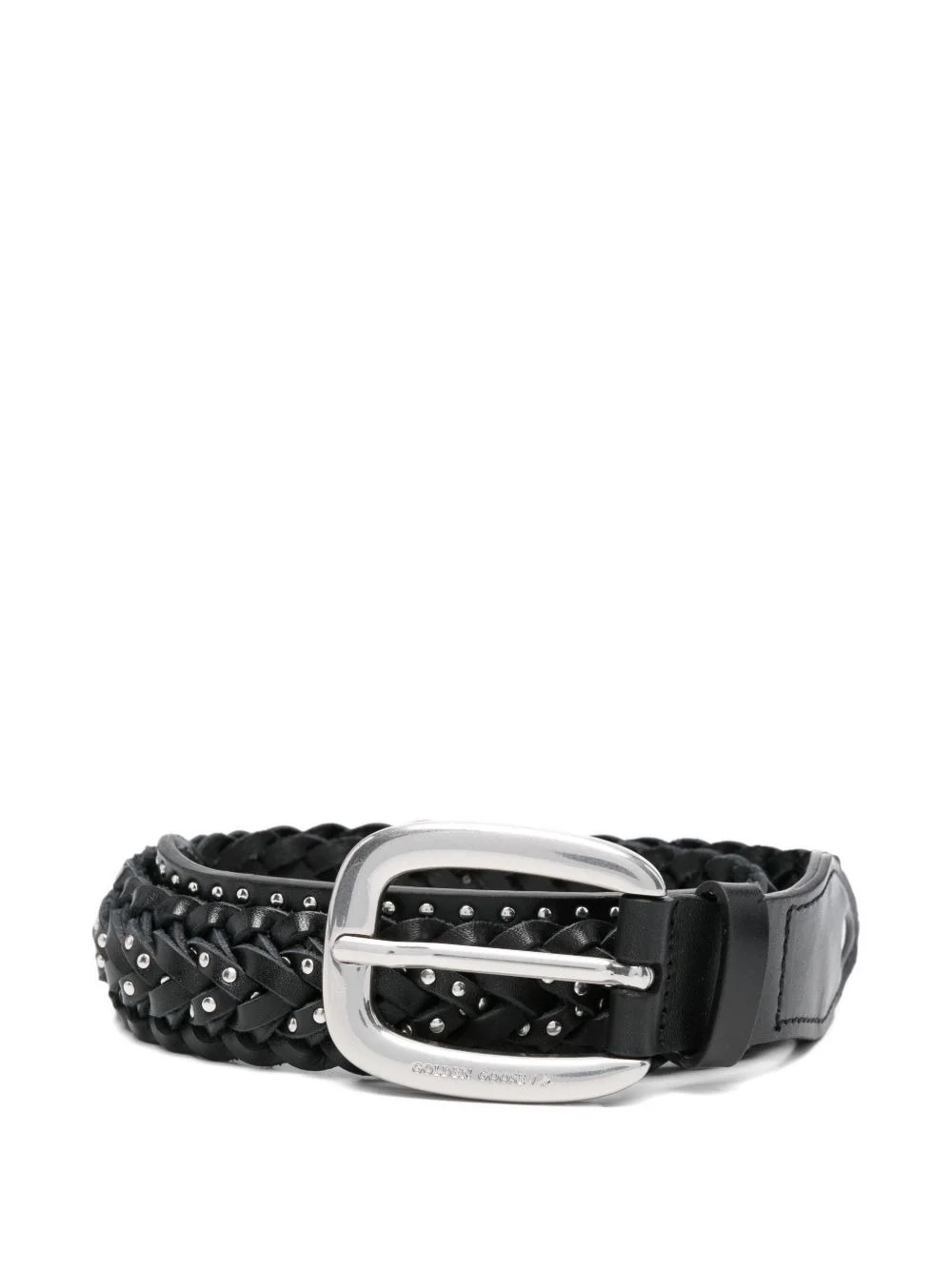 braided studded leather belt - 1
