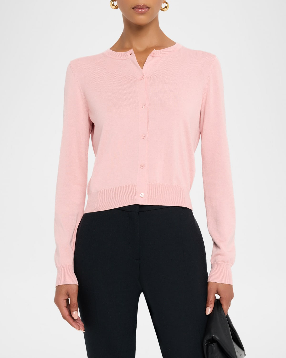 Silk-Cotton Crewneck Cardigan - 4