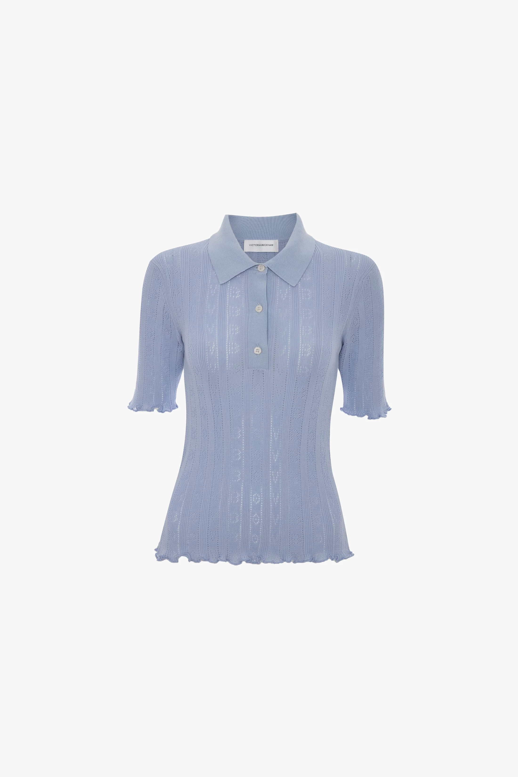 Frill Polo Top In Cloud Blue - 1