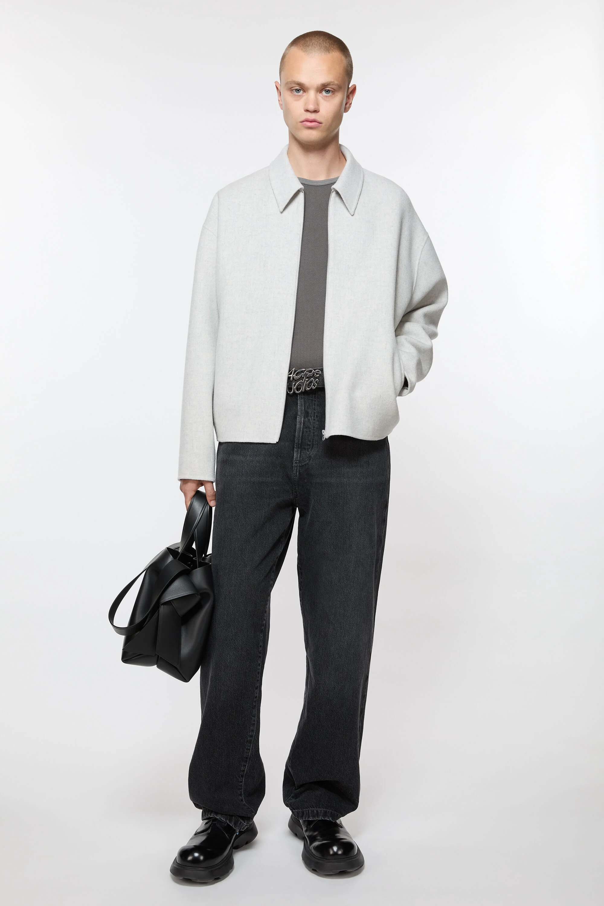 Wool jacket - Light Grey Melange - 5
