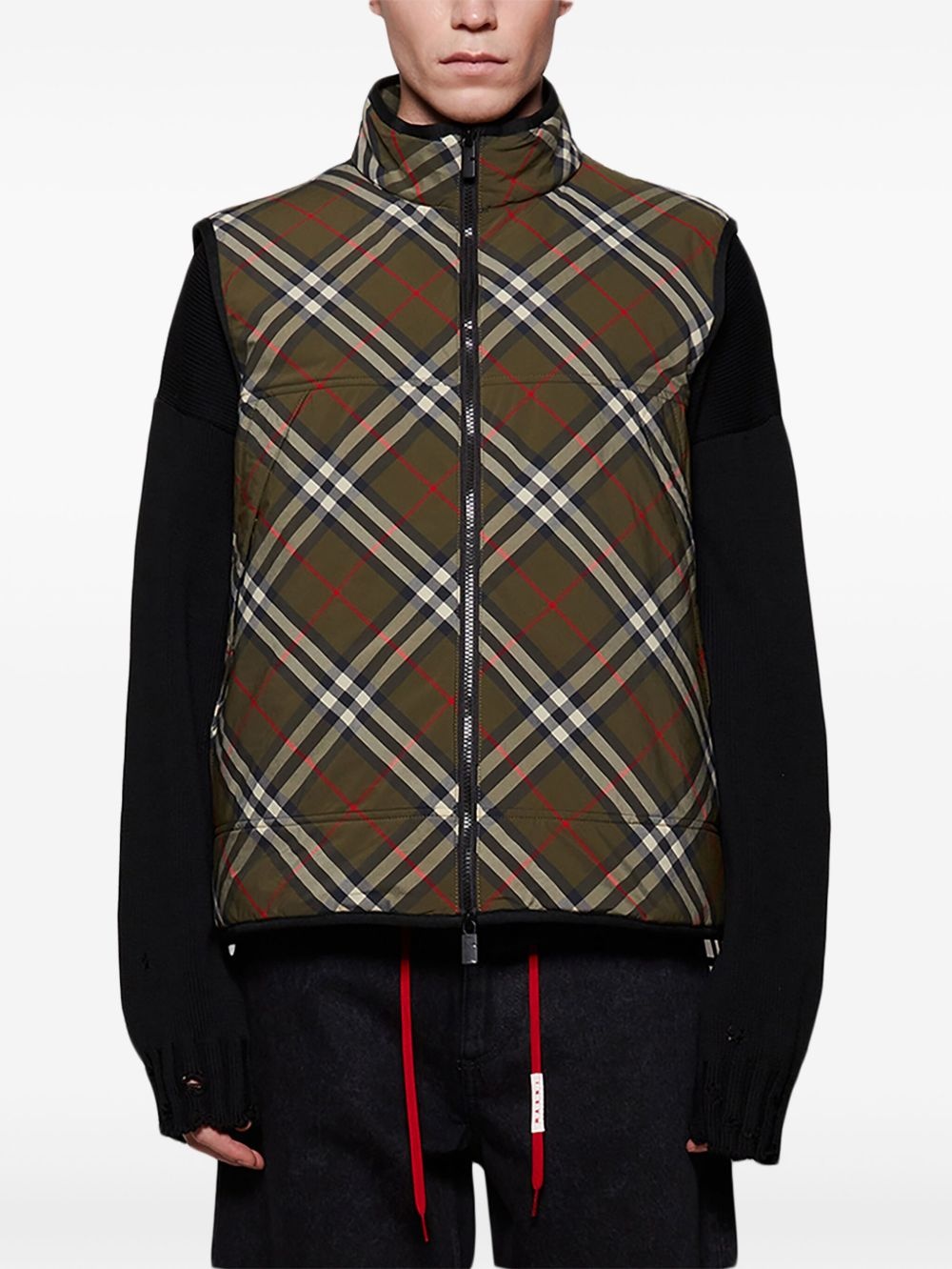 checked gilet - 3