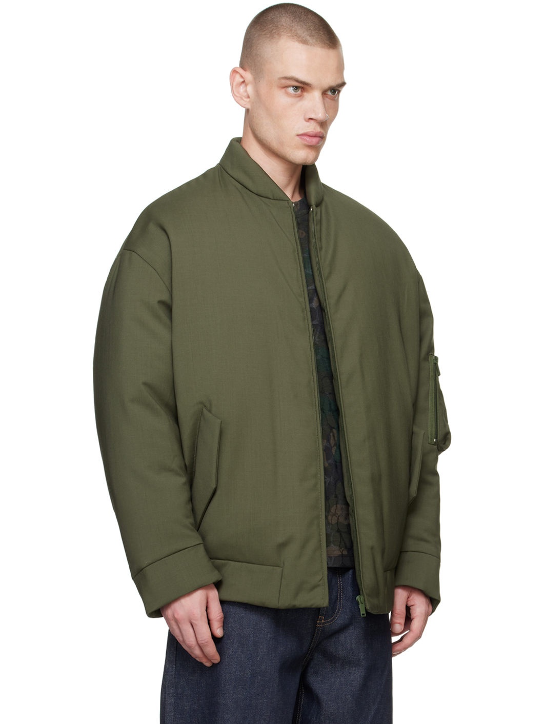 Khaki Oversized Down Bomber Jacket - 2