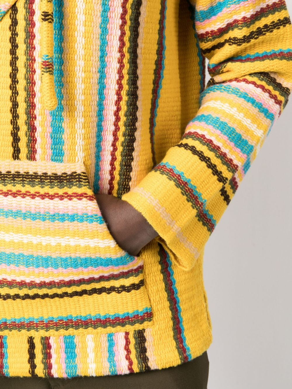 stripe-detailing V-neck hoodie - 5