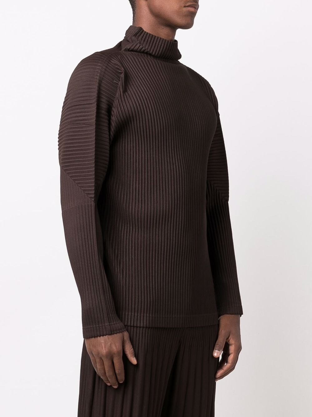 plissé-effect funnel-neck top - 3