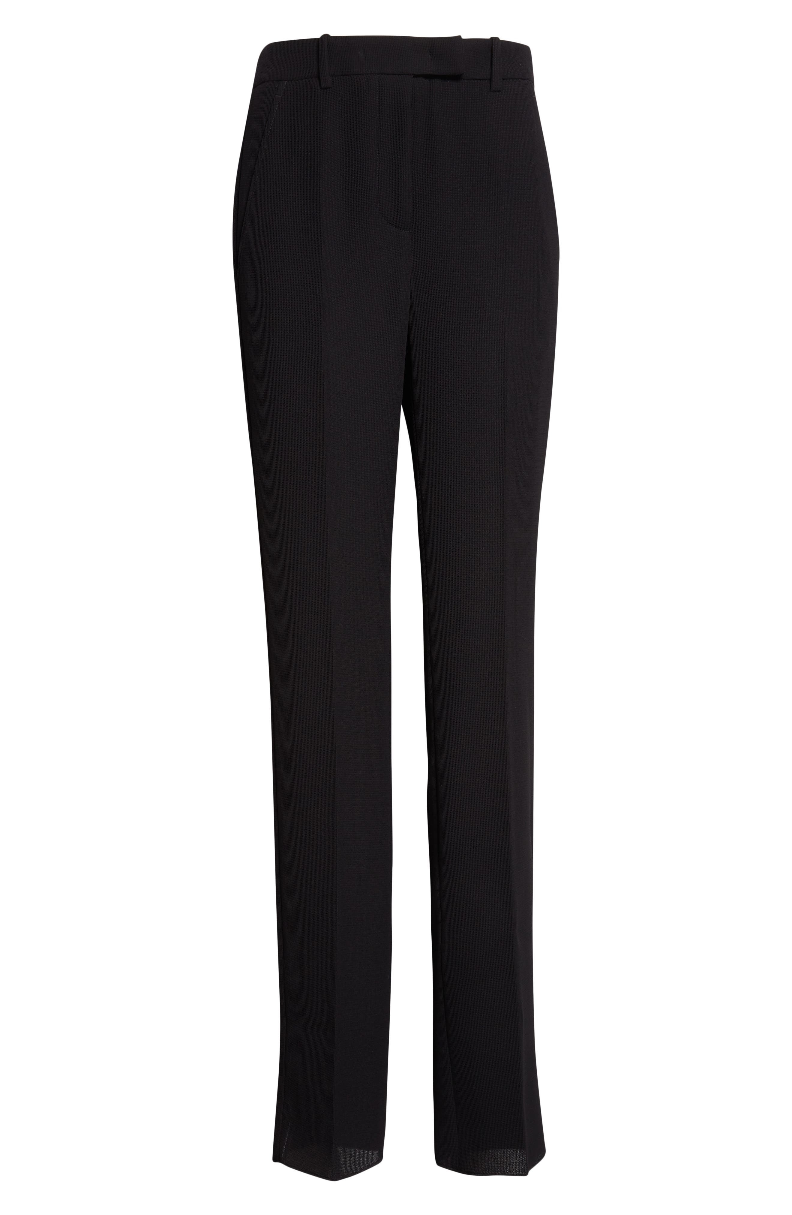 Emporio Armani Tech Waffle Straight Leg Pants in Solid Black at Nordstrom - 6