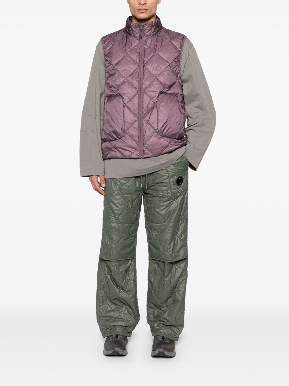Lens-detail quilted trousers - 2