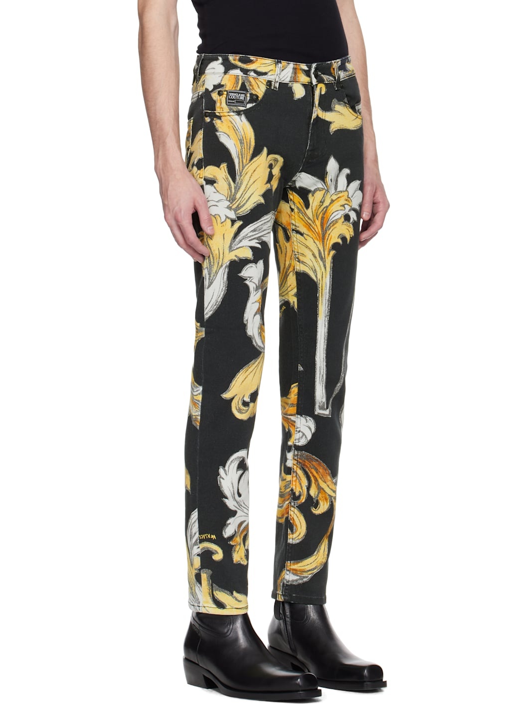 Black & Gold Piece Number Slim Barocco Jeans - 2