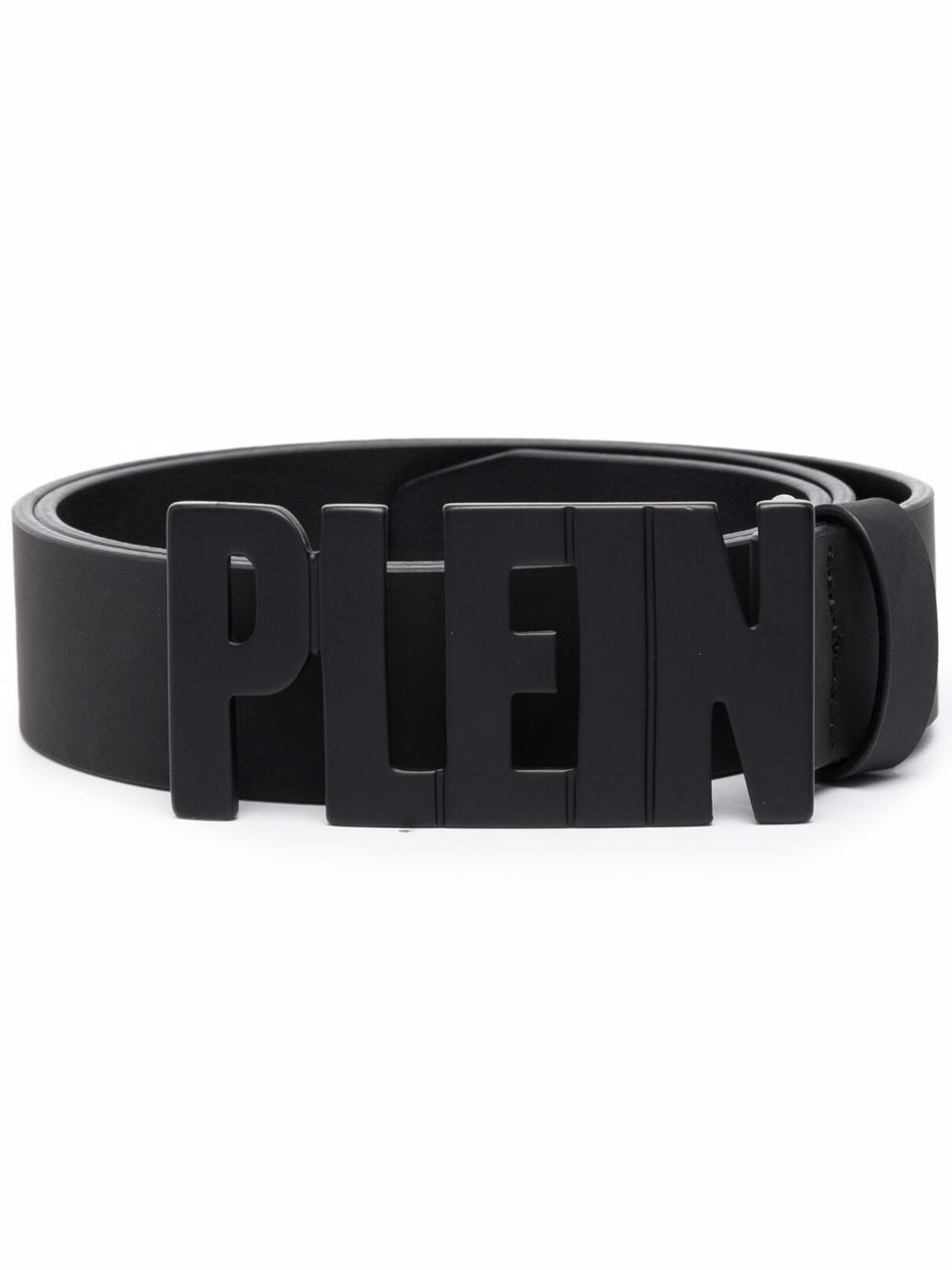Plein lettering logo leather belt - 1