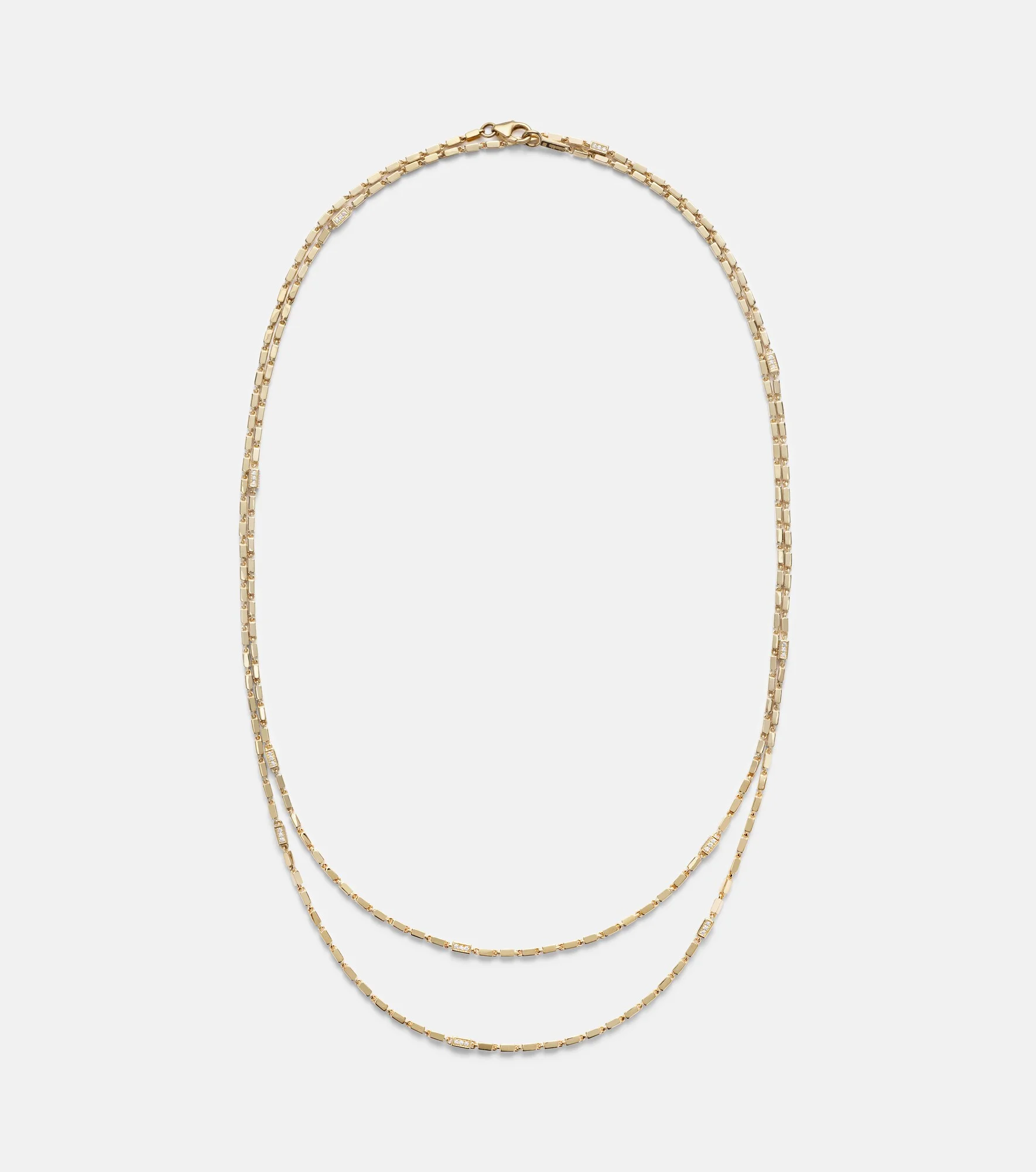 Block-Chain 18kt gold chain necklace with diamonds - 1