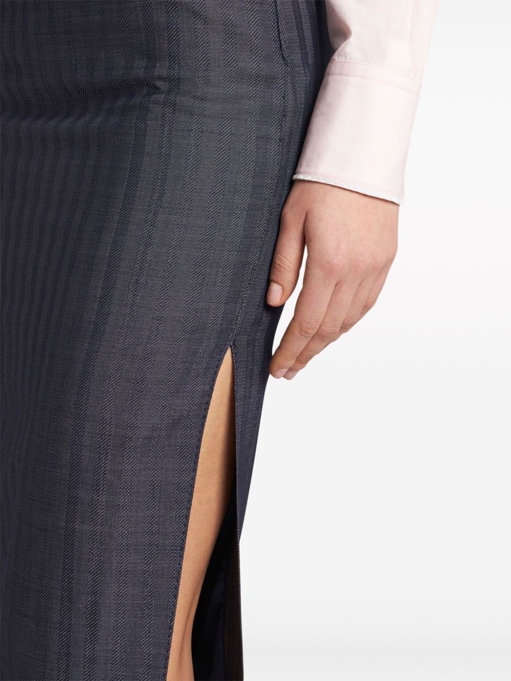 stripe-jacquard wool pencil skirt - 5