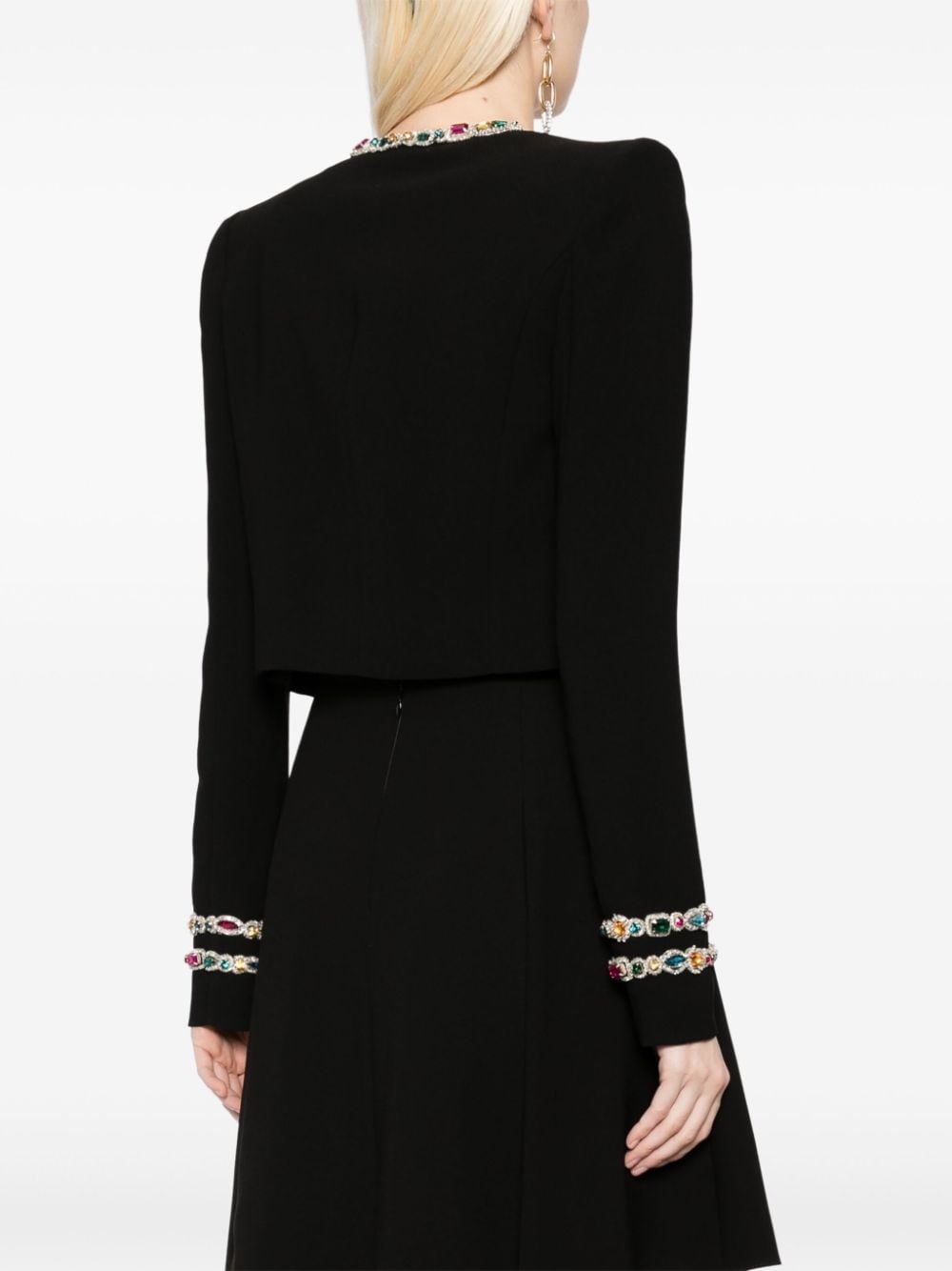 crystal-embellished cady cropped jacket - 4