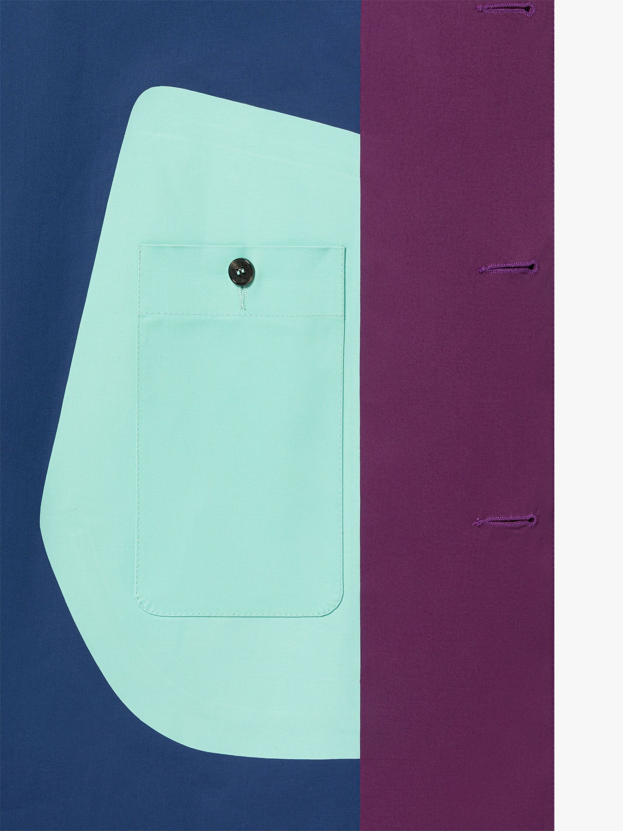 OXFORD BLUE PATCHWORK BONDED COTTON 3/4 COAT - 6