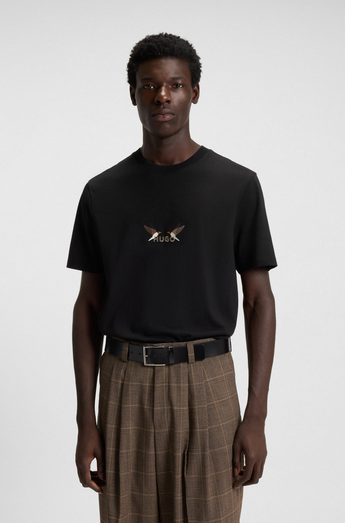 COTTON JERSEY T-SHIRT WITH CURVED EMBROIDERED LOGO - 2