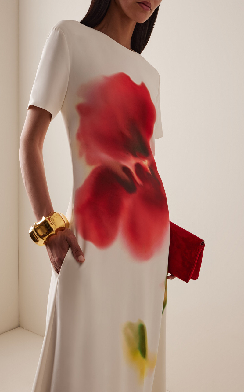 Monique Lhuillier Printed Satin Maxi Dress multi outlook
