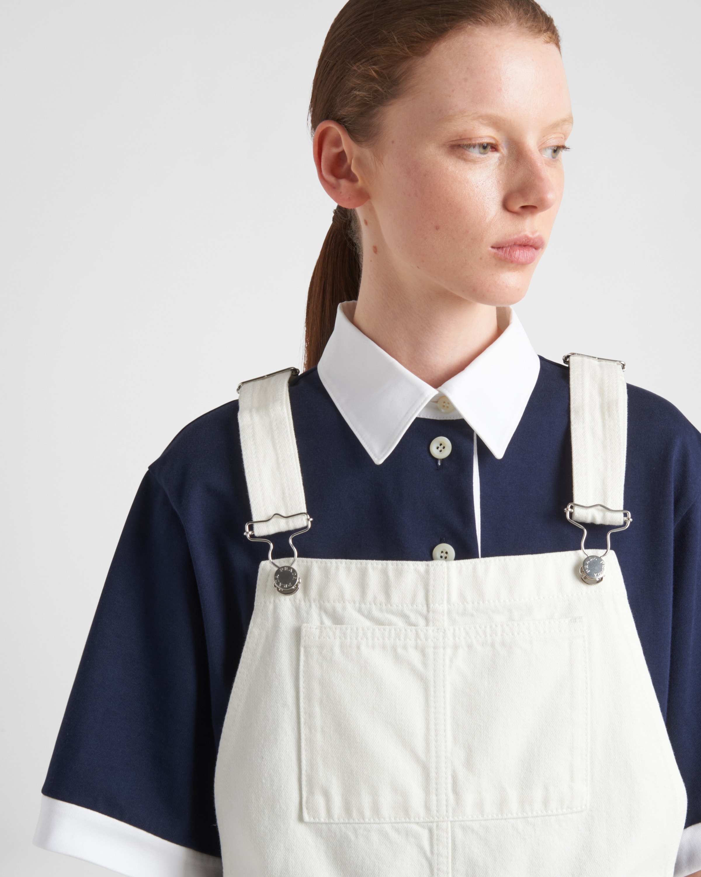 Denim overall mini-dress - 3