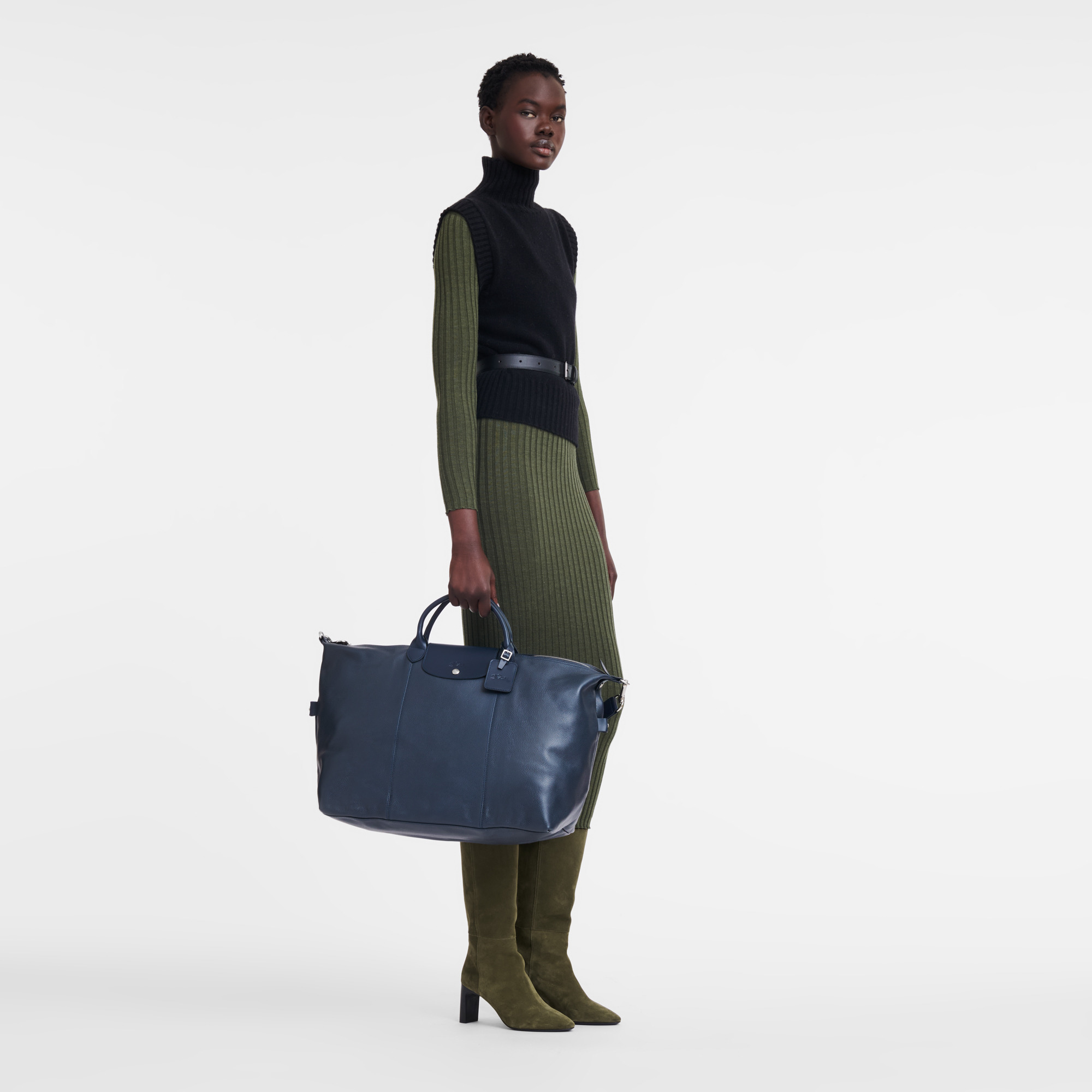 Le Foulonné S Travel bag Navy - Leather - 2