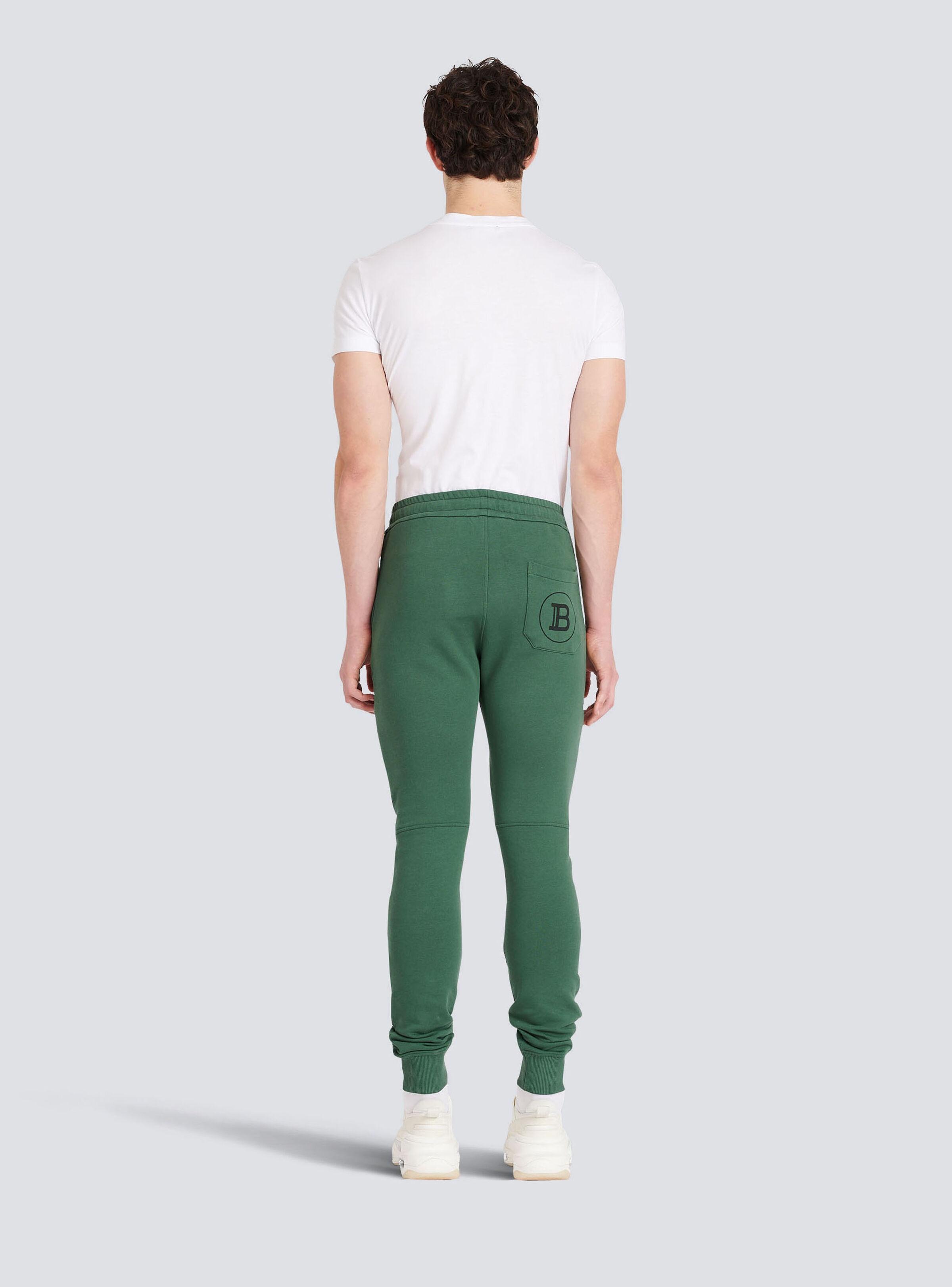 Cotton sweatpants with flocked Balmain Paris logo - 4