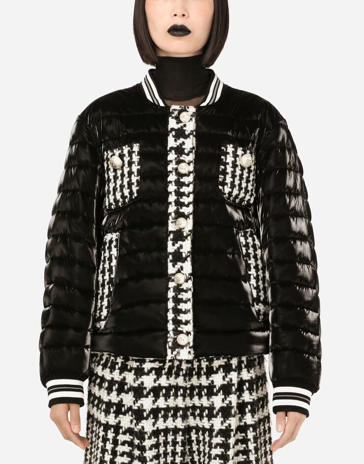 Quilted jacket with houndstooth details - 1