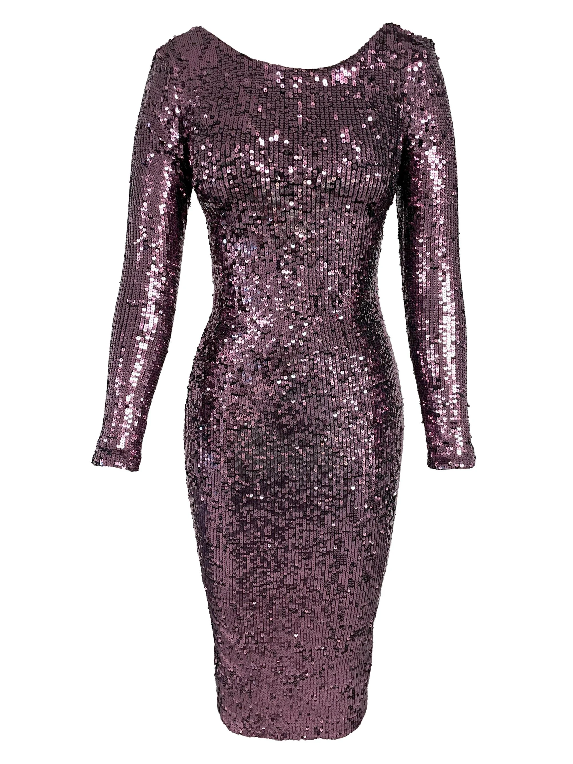 Women's Emery Sequined Midi-Dress - Deep Purple - 1
