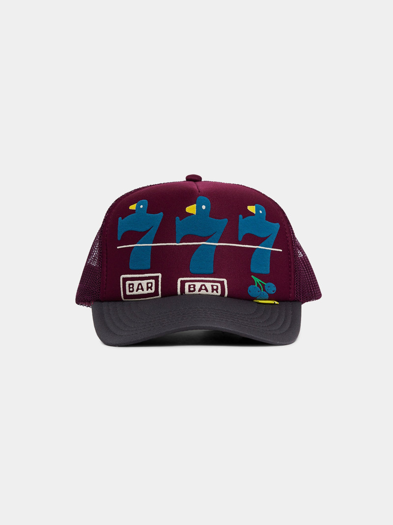LUCKY BATTERY BIRD TRUCKER CREW (BURGANDY/CHARCOAL) 1