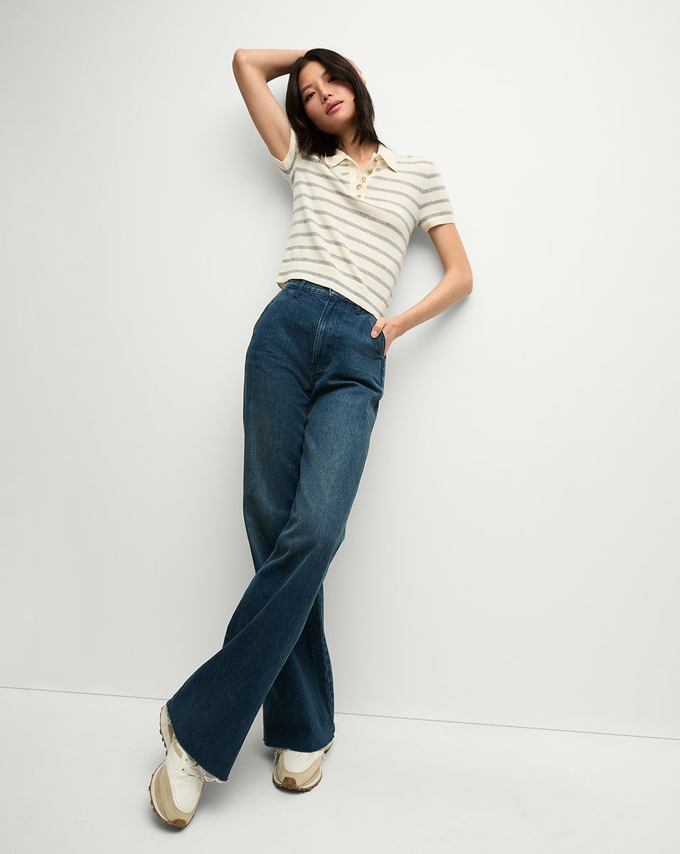 BRANDT STRIPED CASHMERE POLO - 3