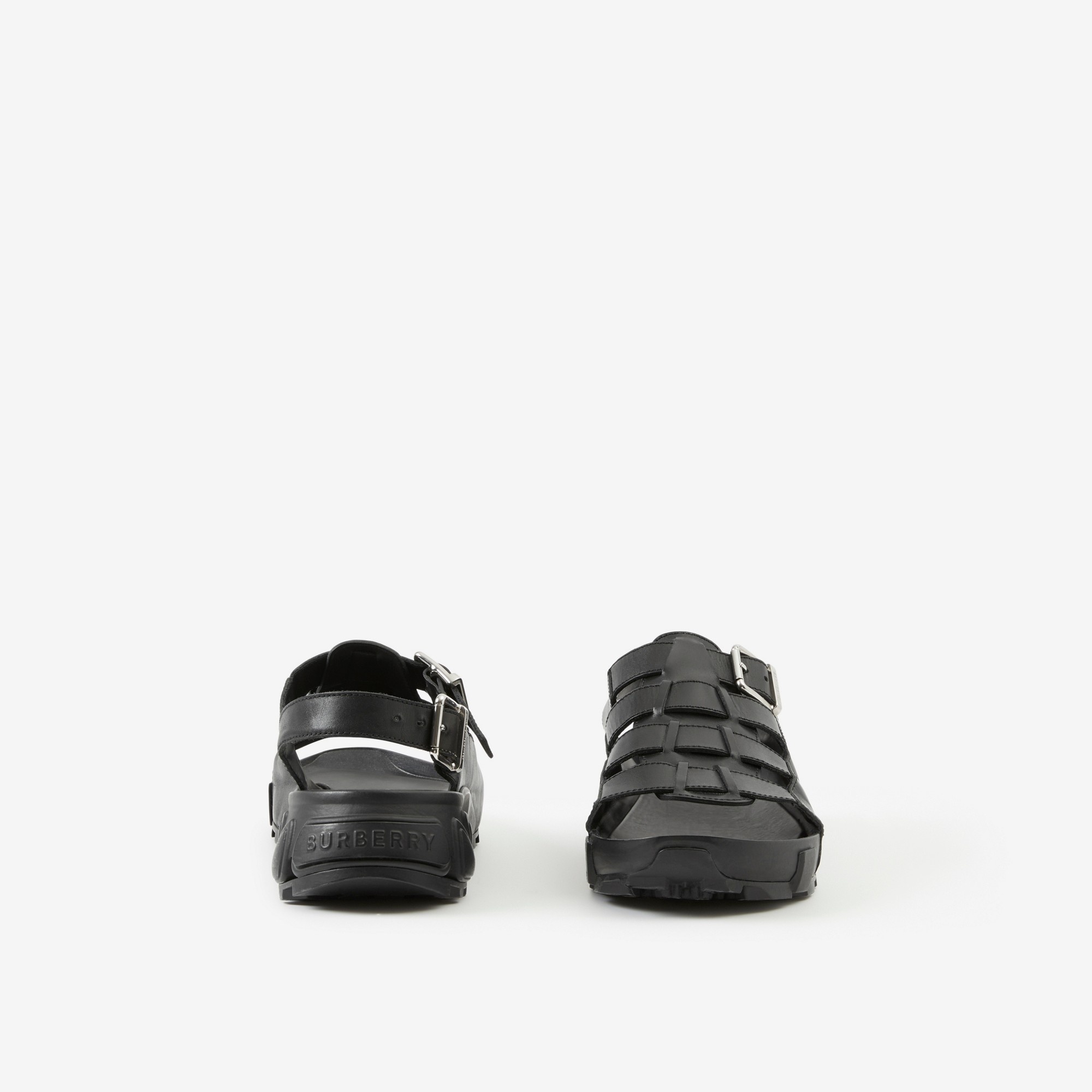 Latticed Leather Sandals - 4