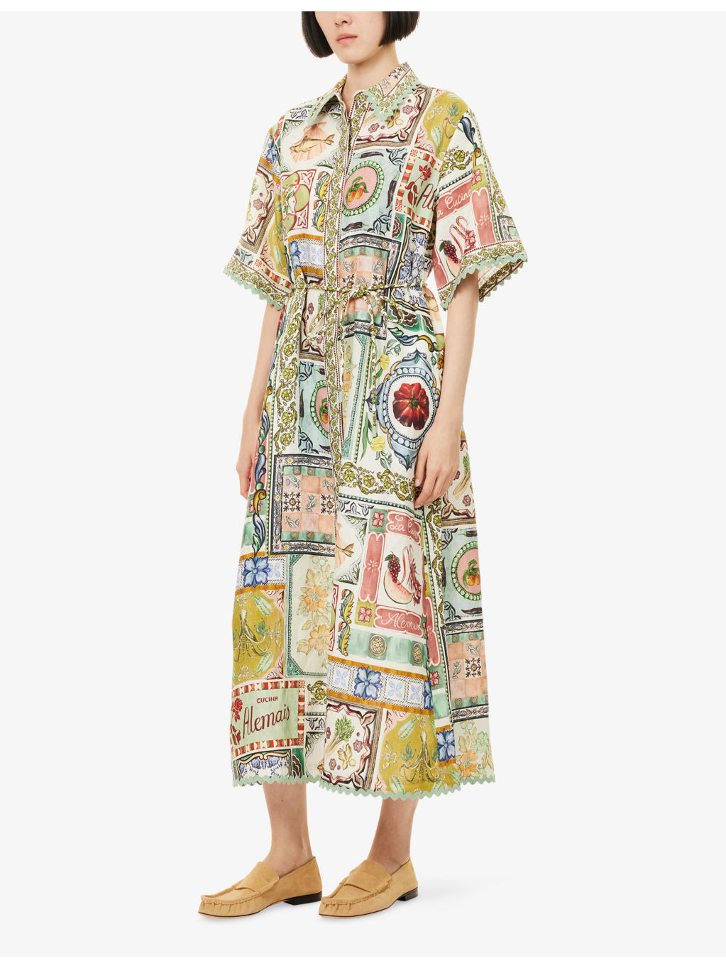 Tommasina Short-Sleeve Linen Shirt Dress - 3
