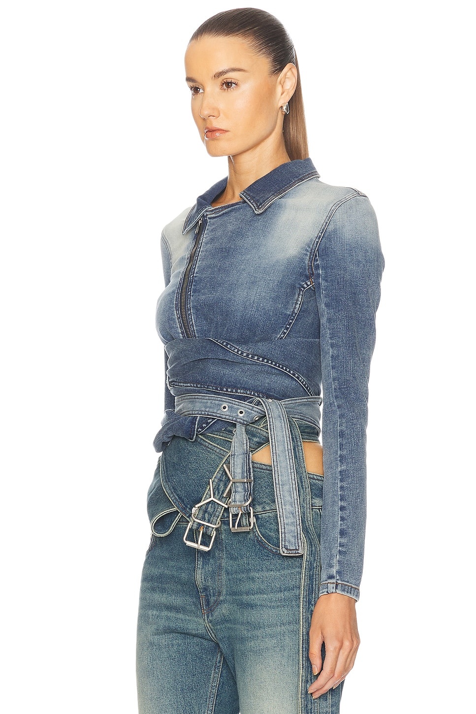 Wrap Fitted Denim Jacket - 3